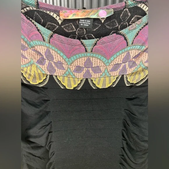 Women’s Desigual Black Multicolor Geometric Viscose Elastane Dress Size Large - Picture 3 of 6